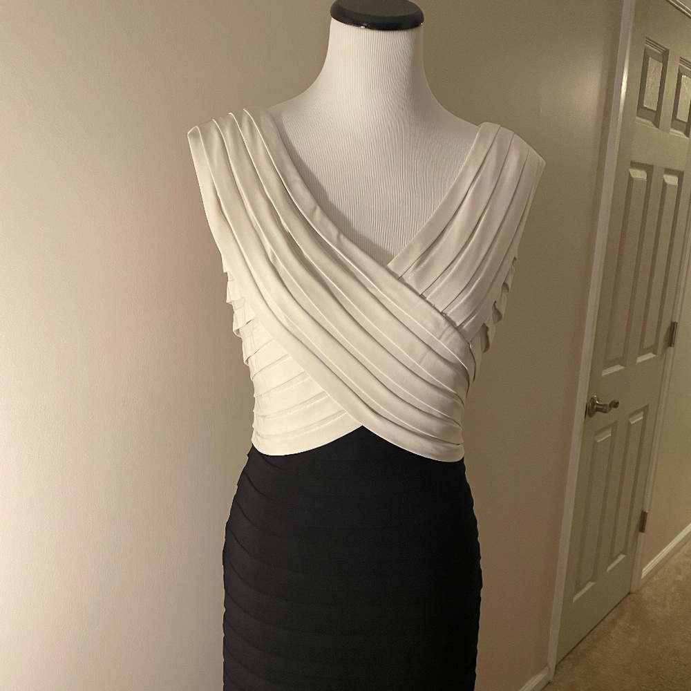 Black and cream cocktail dress